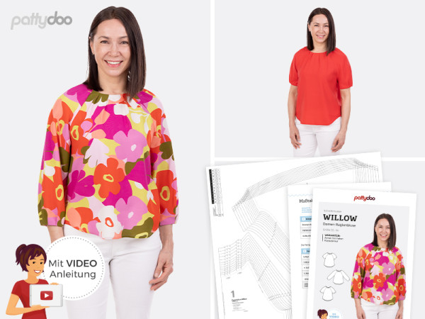 Schnittmuster "Willow" Raglanbluse by pattydoo