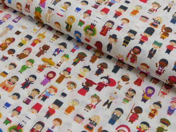 Baumwoll Druck Small World