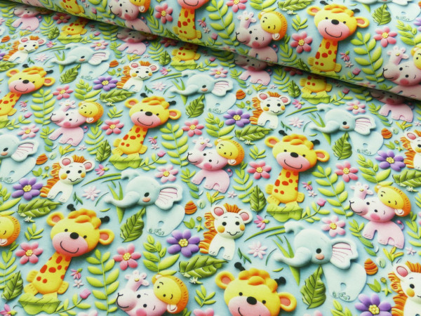Baumwoll Jersey Digital Druck Cute Animals
