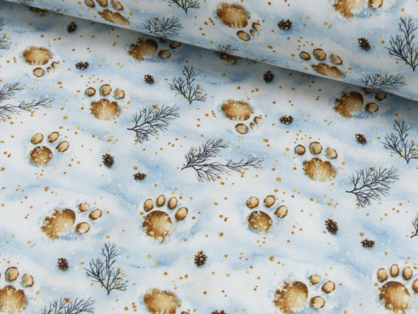 Baumwoll Popeline Druck Tatzen