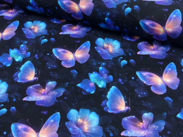 French Terry Digital Magic Butterfly (blue)