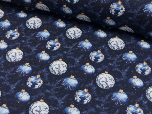 Baumwoll Popeline Weihnachten Christbaumkugeln