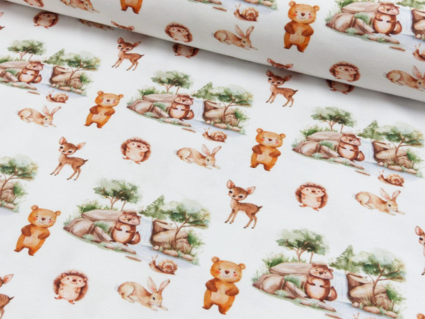 Baumwoll Jersey Digital Druck Waldtiere