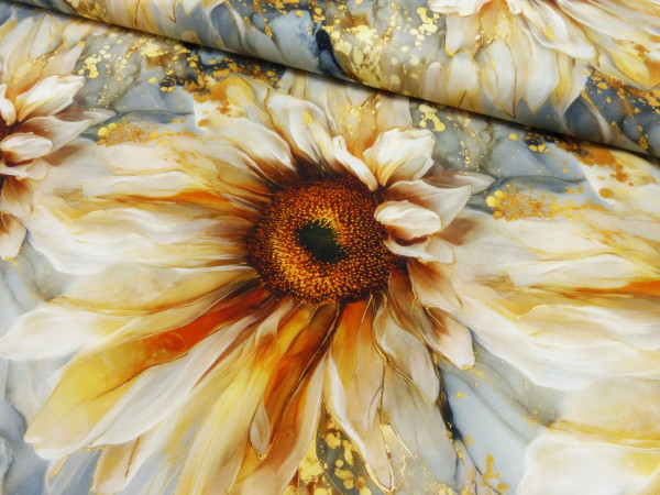 Viskose Digitaldruck Sonnenblume