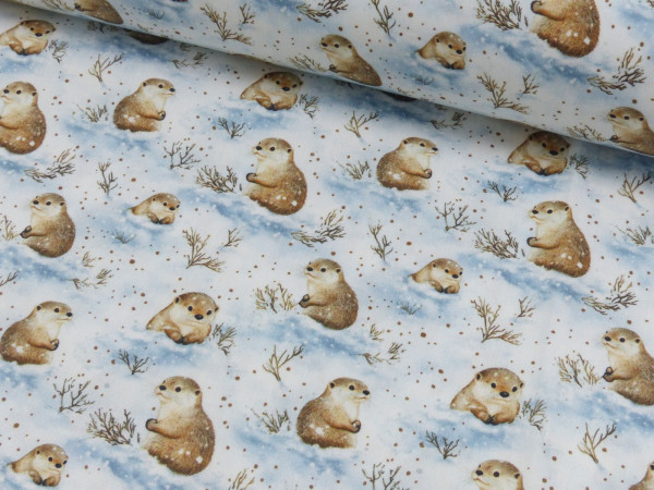 Baumwoll Popeline Druck Otter