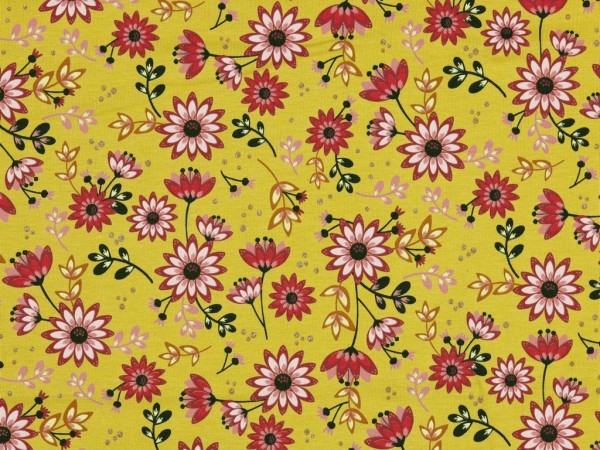 Baumwoll Jersey Druck Blumen