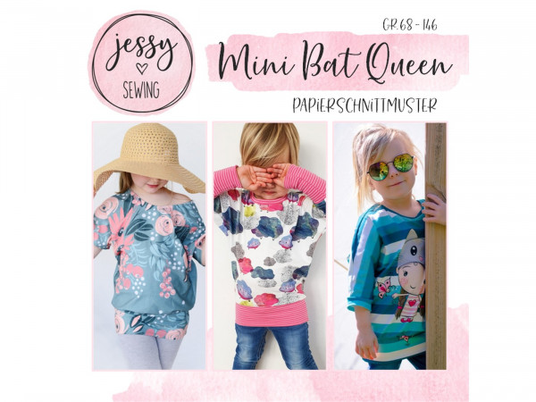 Schnittmuster Mini Bat Queen Fledermausshirt/-kleid by Jessy Sewing