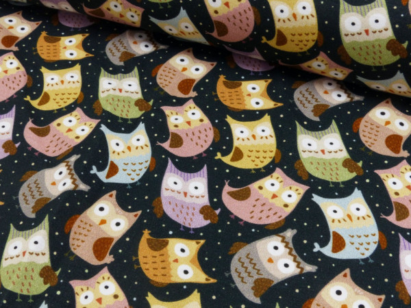 French Terry Digital Druck Eulen
