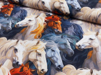 Popeline Digital Druck Pferde Köpfe Popeline Digital Druck Pferde Köpfe