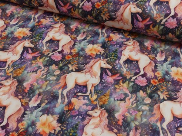 Baumwoll Popeline Druck Unicorn