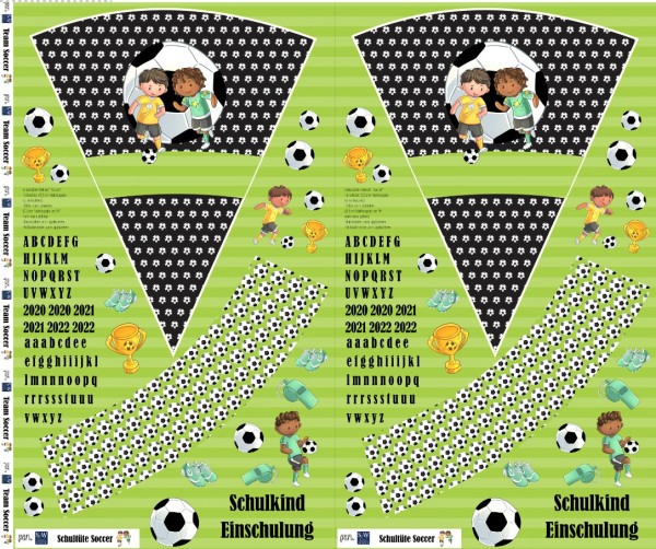 Baumwoll Jersey Druck Schultüte Soccer (Panel) by FHTN