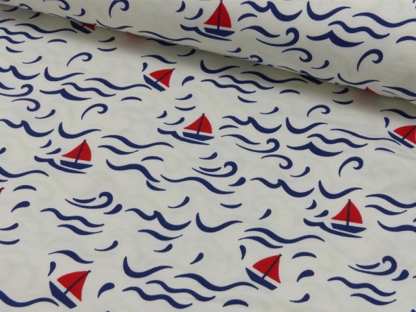 Baumwoll Jersey Farbwechsel Druck Segelboot
