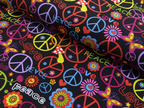 Polyester Druck Love and Peace