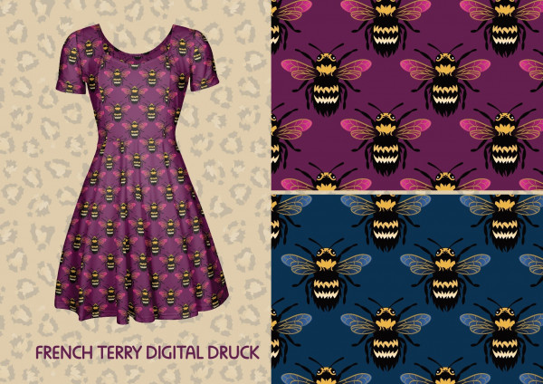 French Terry Digital Druck - Bumblebee Love - BEE BUMBLEBEE