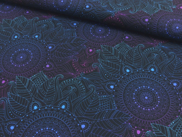 Deko Digital Druck Mandala Black