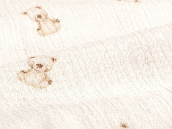 Musselin Double Gauze Digital Teddybären