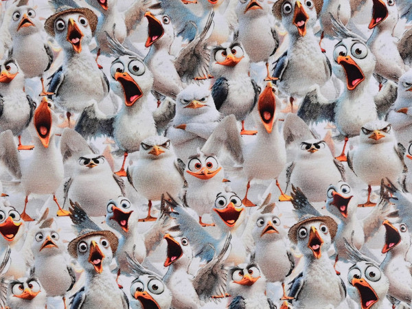 Baumwoll Jersey Digital Druck Lustige Möwen