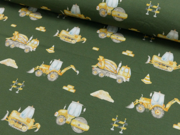Baumwoll Jersey Digital Druck Baufahrzeuge