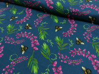 Viskose Digital Druck - Bumblebee Love - BEE FLOWER Viskose Digital Druck - Bumblebee Love - BEE FLOWER