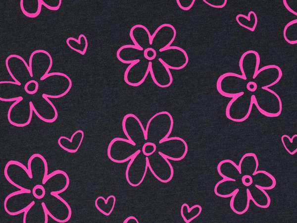 Jersey Melange Neon Flowers