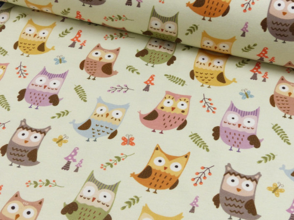 Baumwoll Jersey Digital Druck Eulen