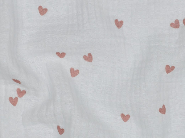Musselin Double Gauze Druck Kleine Herzen