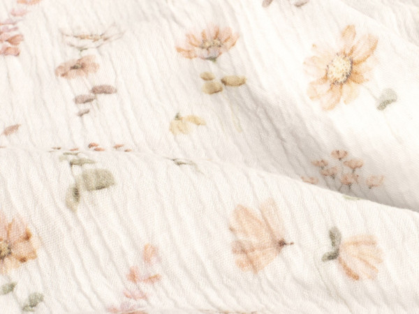 Musselin Double Gauze Digital Blumen