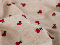 Viskose Leinen Stickerei Kirschen Viskose Leinen Stickerei Kirschen