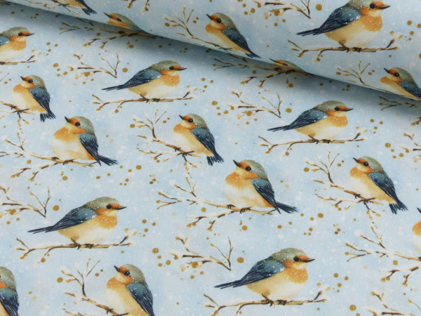 Baumwoll Popeline Druck Rotkehlchen