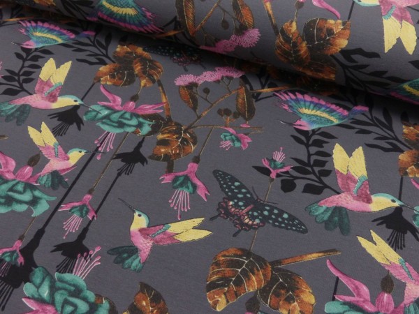 Baumwoll Jersey Digitaldruck Kolibris
