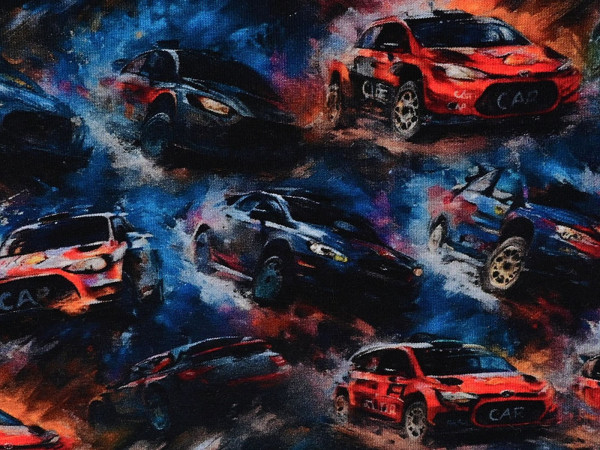 Baumwoll Jersey Digital Druck Cars