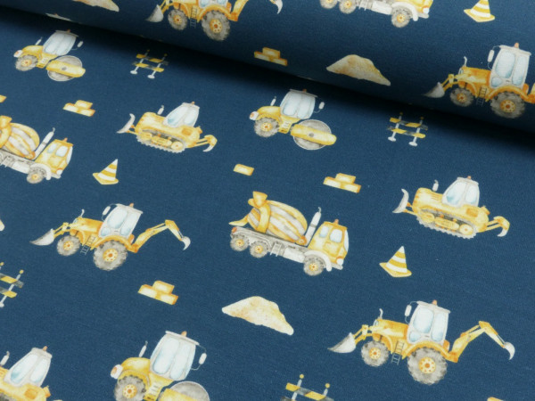 Baumwoll Jersey Digital Druck Baufahrzeuge