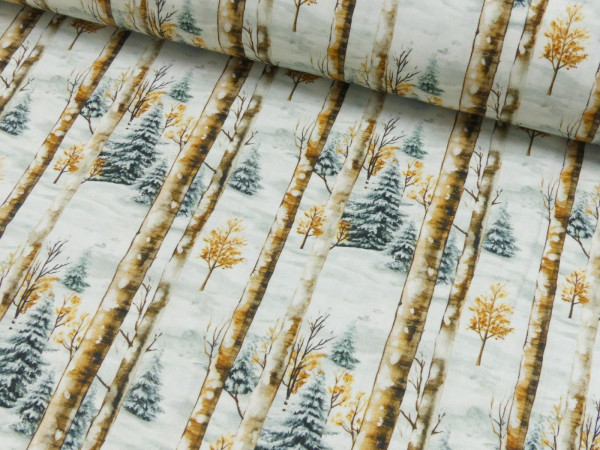 Baumwoll Popeline Weihnachten Winterwald