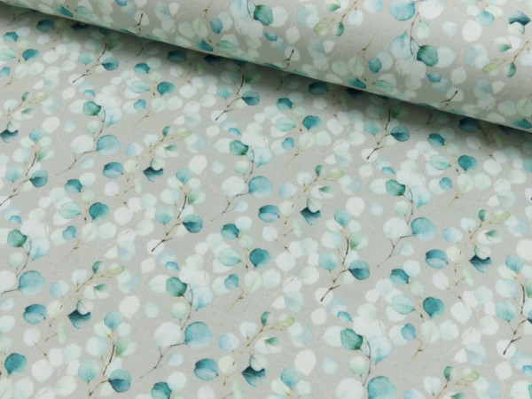 Baumwoll Jersey Digitaldruck Eukalyptus