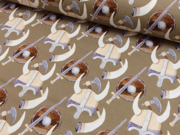 Baumwoll Jersey Digital Druck Wikinger Helm