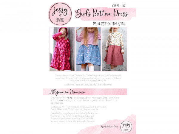 Schnittmuster Girls Button Dress by Jessy Sewing