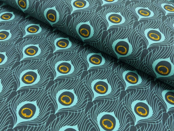 Baumwoll Jersey Druck Peacock Feather