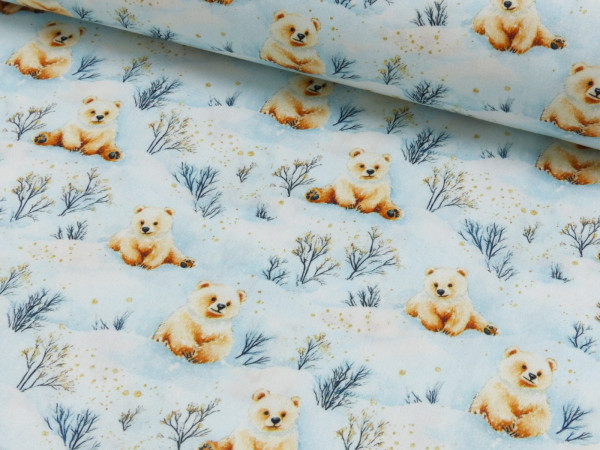 Baumwoll Popeline Druck Eisbär