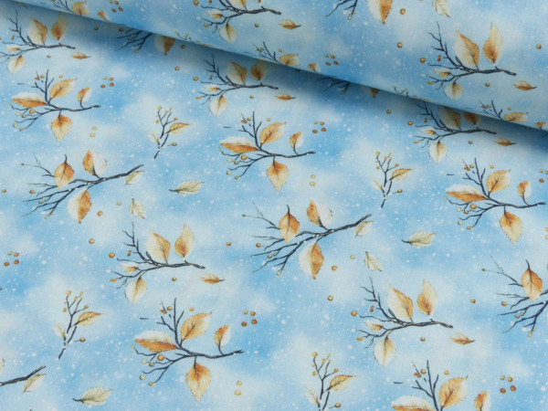 Baumwoll Popeline Druck Winterzweige