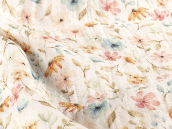 Musselin Double Gauze Digital Blumen