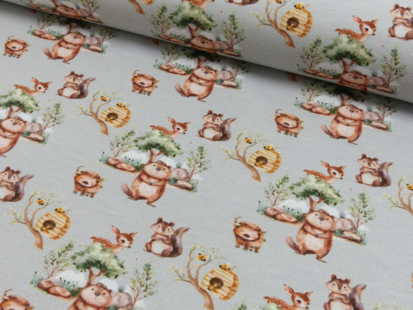 Baumwoll Jersey Digital Druck Waldtiere