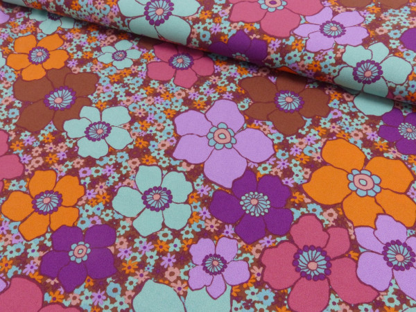 Viskose Crêpe Druck Blüten