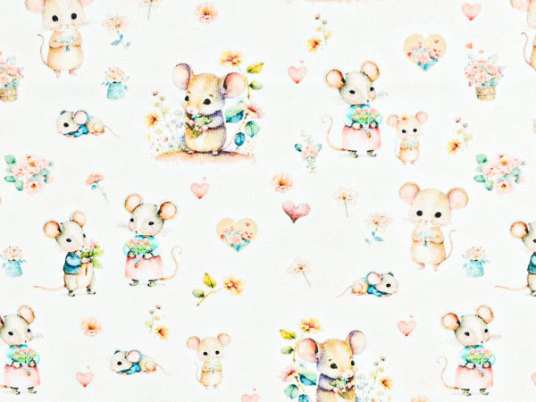 Baumwoll Jersey Digital Druck Mäuse
