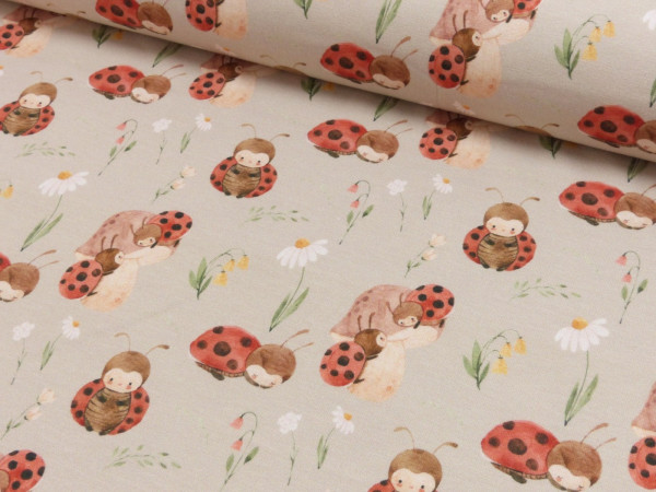 Baumwoll Jersey Digital Druck Marienkäfer Ladybug