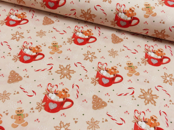 Baumwoll Popeline Druck Weihnachten