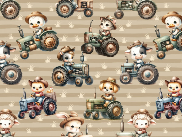 Baumwoll Jersey Digital Druck - Cute Farmers