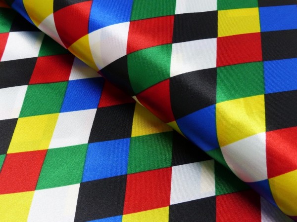 Polyester Satin Druck bunte Raute