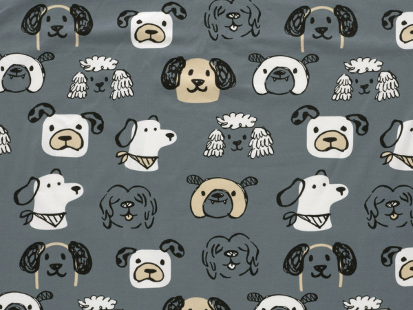 Baumwoll Jersey Druck Hunde Dogs