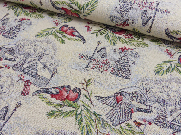 Gobelin Vogelpaar Winterlandschaft