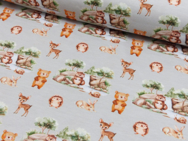 Baumwoll Jersey Digital Druck Waldtiere